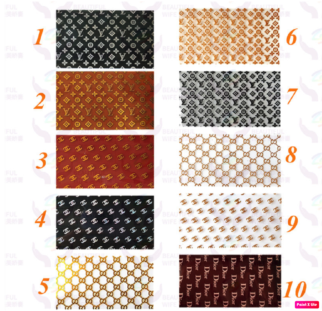 Foil Logo Thương Hiệu Trang Trí Móng Hộp 10 Ô
