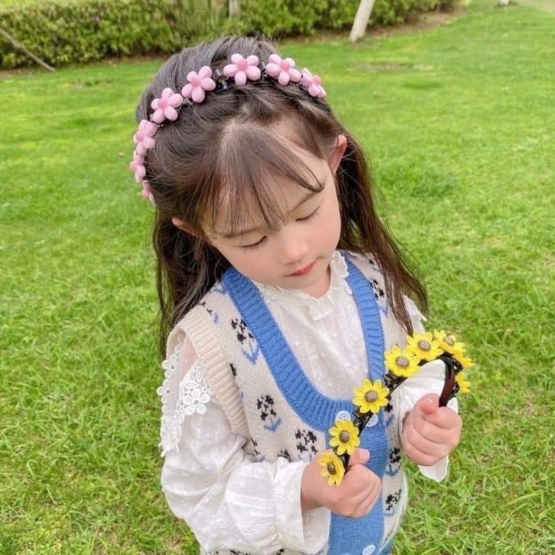 BỜM TÓC CHO BÉ KÈM KẸP MÁI HOA SIÊU DỄ THƯƠNG