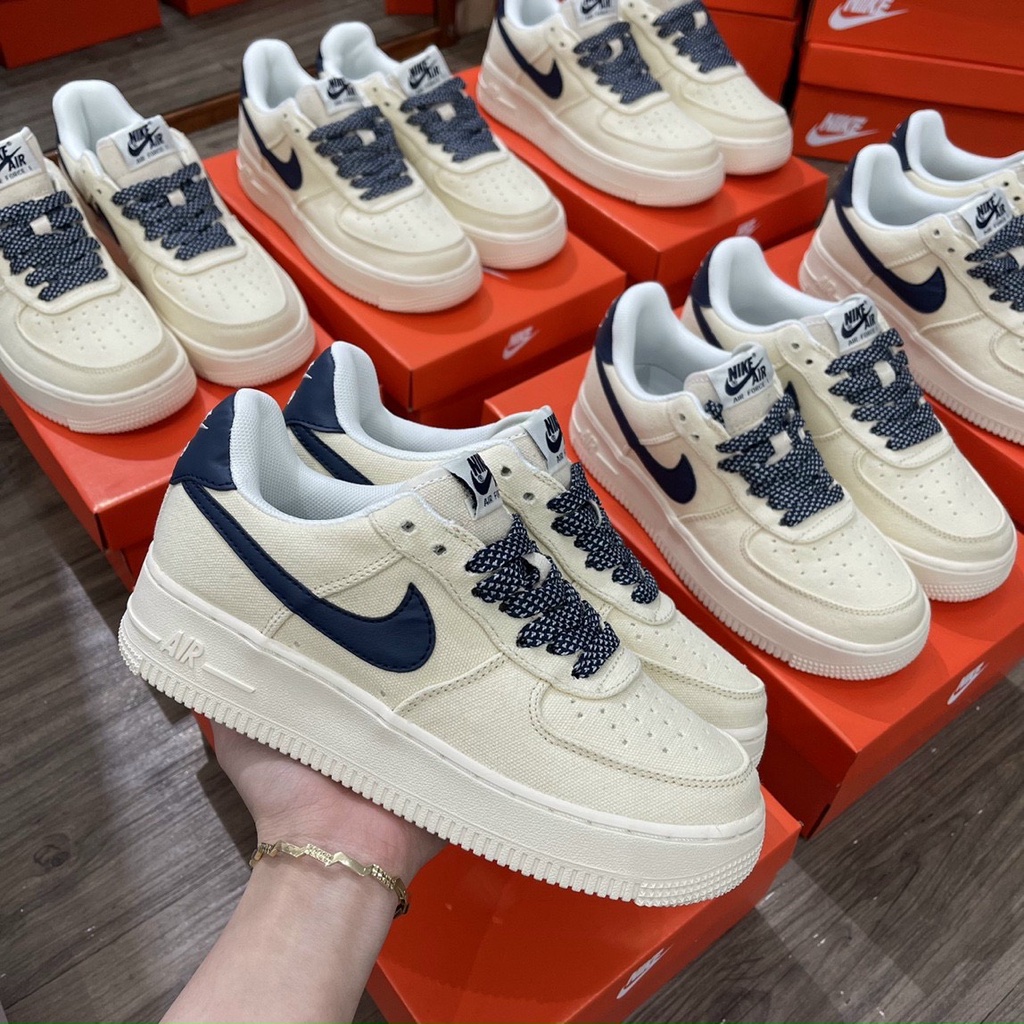 Giày thể thao Nike Canvas Navy, Giày AF1 vải vệt xanh phối đồ nam nữ trẻ trung hot new 2022 Full Box Bill