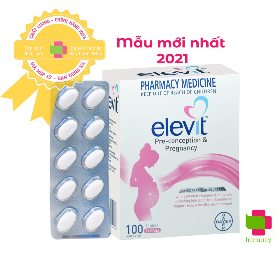 Vitamin tổng hợp Elevit Bầu Úc (100 viên) bổ sung Vitamin C D3 Axit Folic cho mẹ bầu mẹ sau sinh