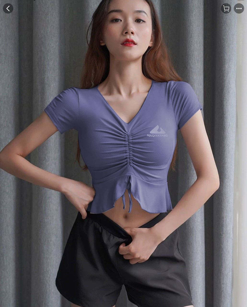 Áo croptop dây rút có mút sẵn