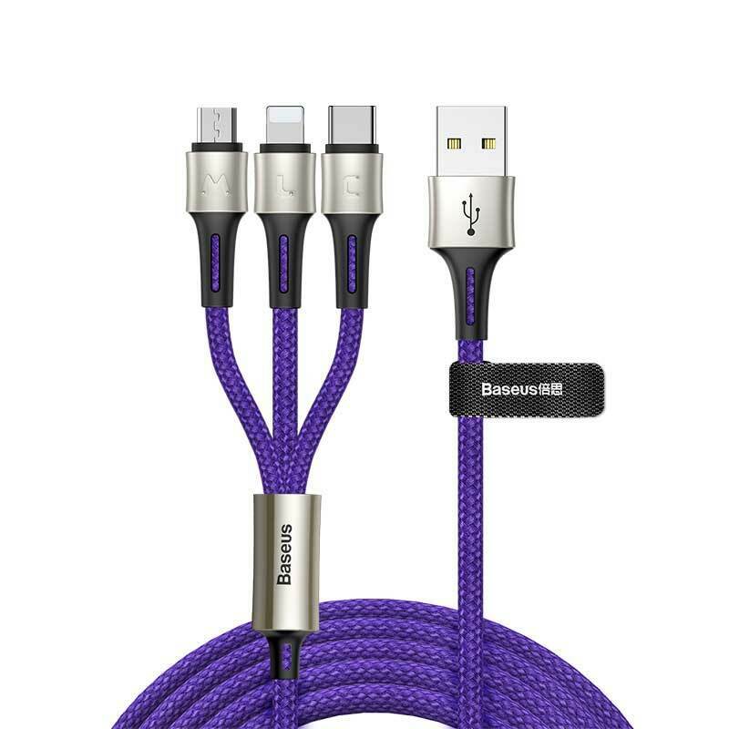 Cáp sạc và truyền dữ liệu siêu bền Baseus Caring Touch Selection 3 in 1 Cable ( USB Type A to USB Type C/ Micro USB/ Lightning 3.5A Fast Charging & Sync Data Cable)