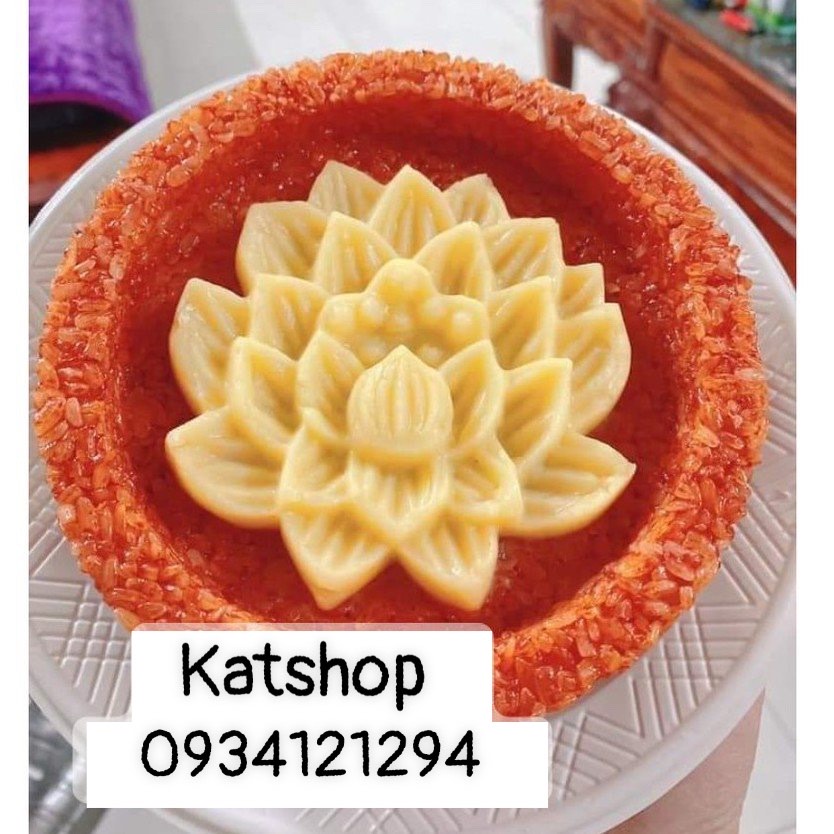 Khuôn làm xôi tròn hoa sen nổi size 14cm nhựa cứng bền đẹp
