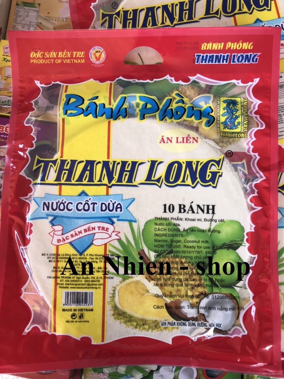 Bánh phồng sữa Thanh Long béo nước cốt dừa