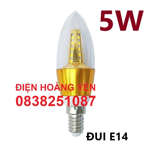 Bộ 5 bóng đèn led trái ớt E14 5w
