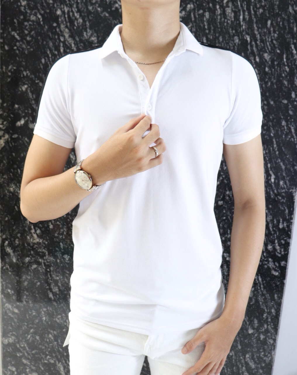 [HOT SUMMER] Áo Thun Nam Phối Sọc 2 Tay