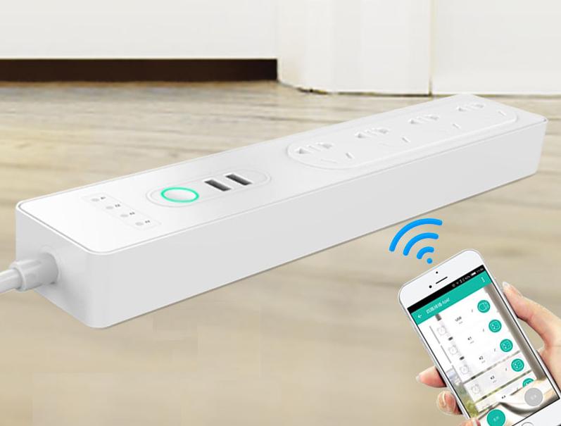 Ổ Cắm Điện Wifi Energreen Tắt Mở Qua Điện Thoại Ứng Dụng Smart Life - 4 Phích 2 Cổng USB