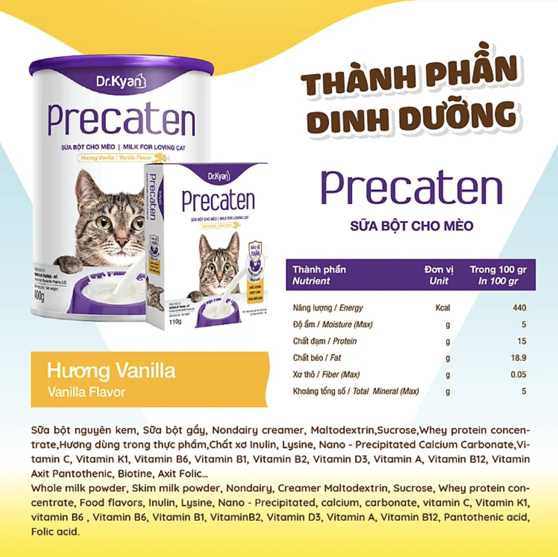 Sữa bột cho mèo Precaten 110g
