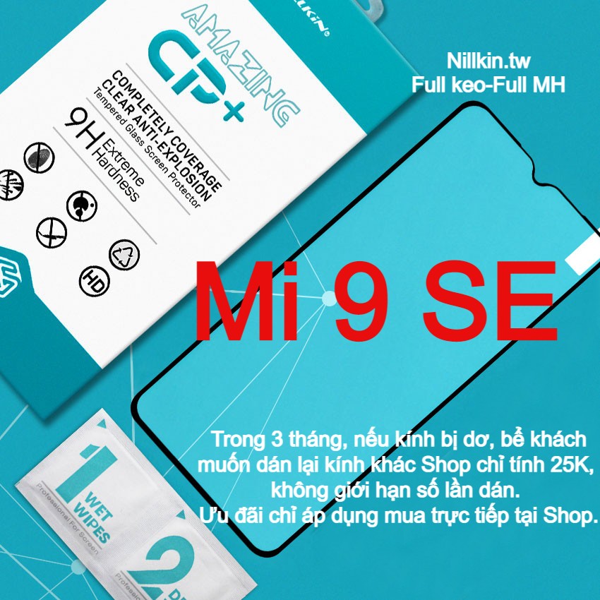Miếng kính cường lực cho Xiaomi Mi 8, 8 Pro, 10 Lite, Play, CC9, CC9E, A3, 9, 9 SE, 9 Lite, 9 Pro, 9X hiệu Nillkin.tw Full màn hình