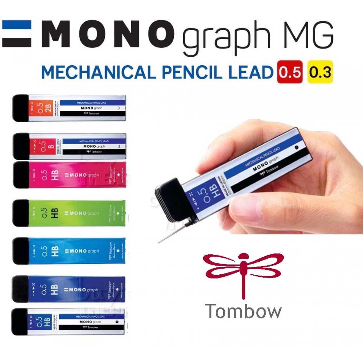 [HCM]NGÒI CHÌ BẤM TOMBOW MONO GRAPH 0.3 MM (20 NGÒI / TUÝP),  0.5 MM (40 NGÒI / TUÝP)