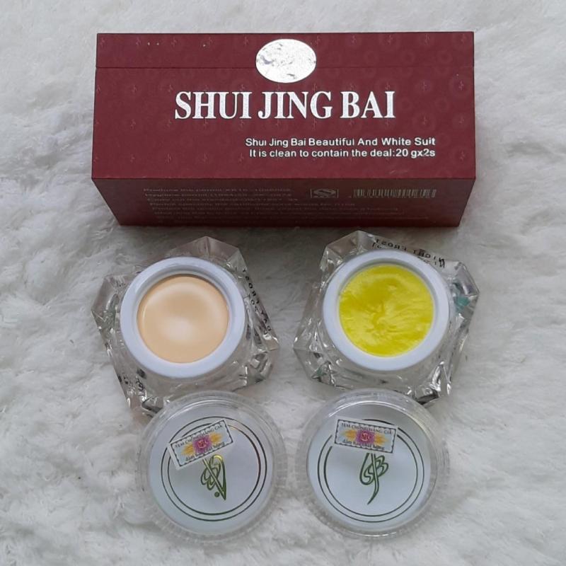 Combo 02 hộp Kem Dưỡng Trắng  Khử Nốt Trắng dẹp Thủy Tinh Bạch (Ngày & Đêm) SHUI JING BAI 20G cao cấp