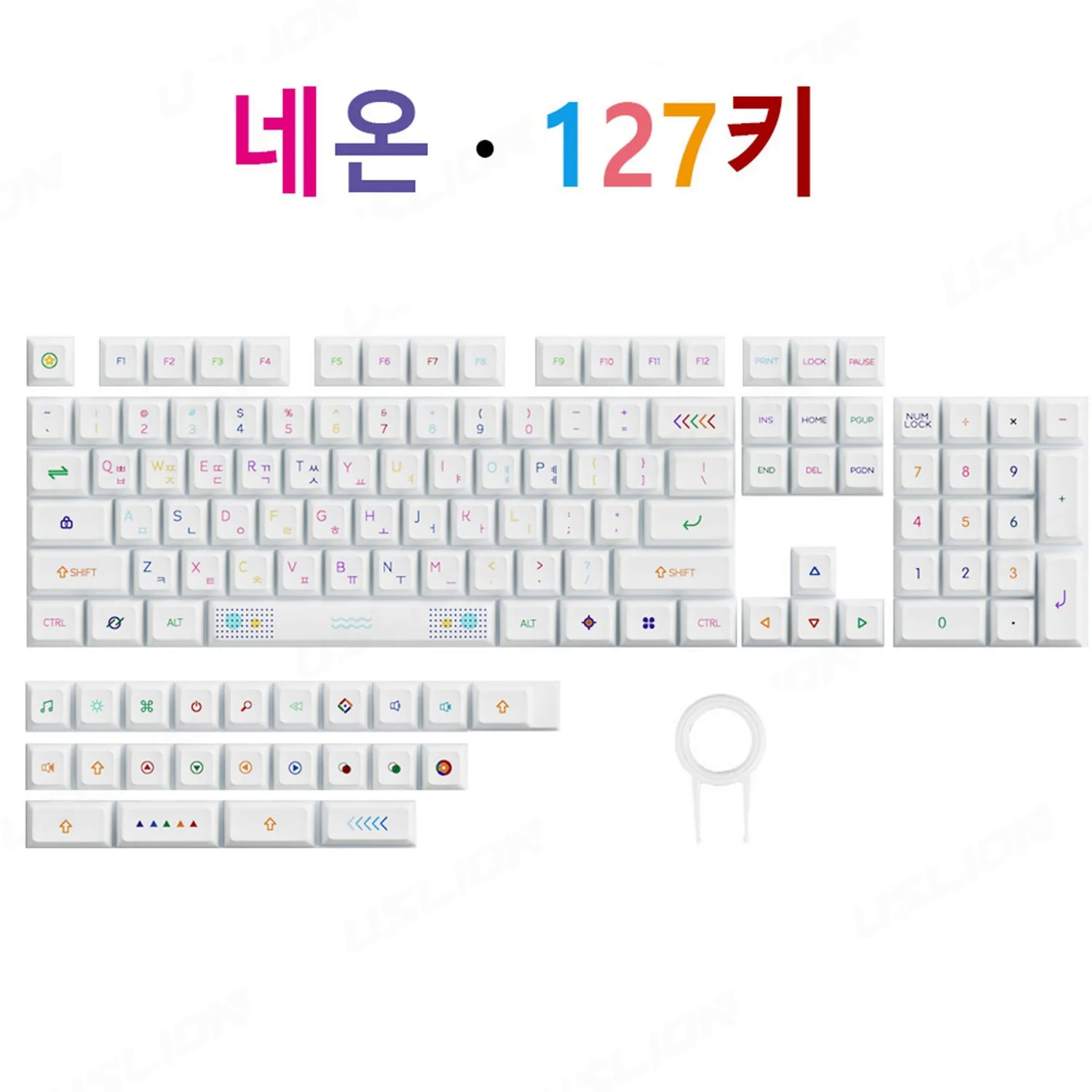 127 phím Hàn Quốc PBT Keycap Neon chủ đề xda hồ sơ cho chơi game RGB Bàn phím cơ khí chính mũ cho Cherry MX chuyển đổi Tiếng Anh Hàn Quốc