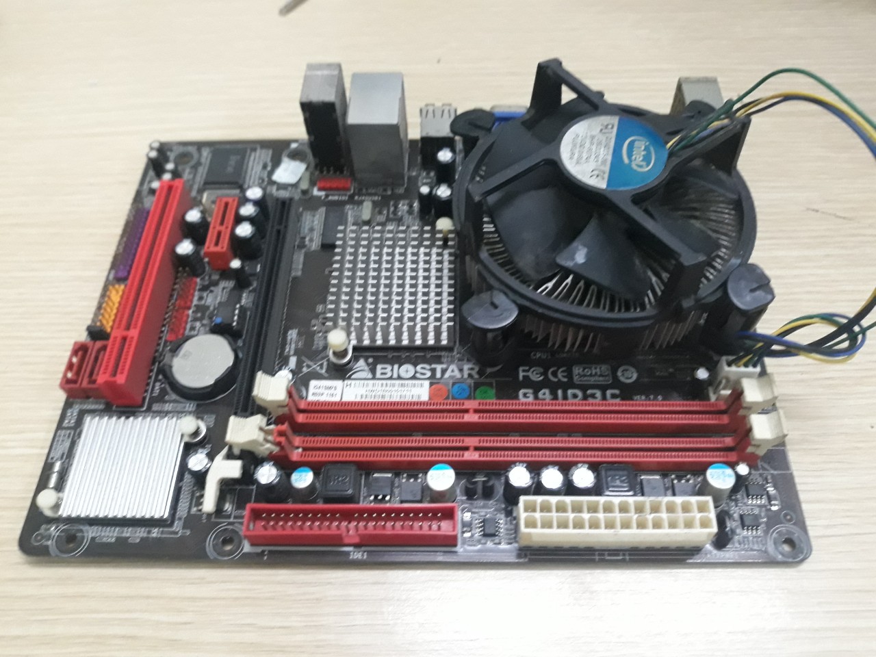 Combo main g41 + ram 4gb + e5300 + quạt + fe