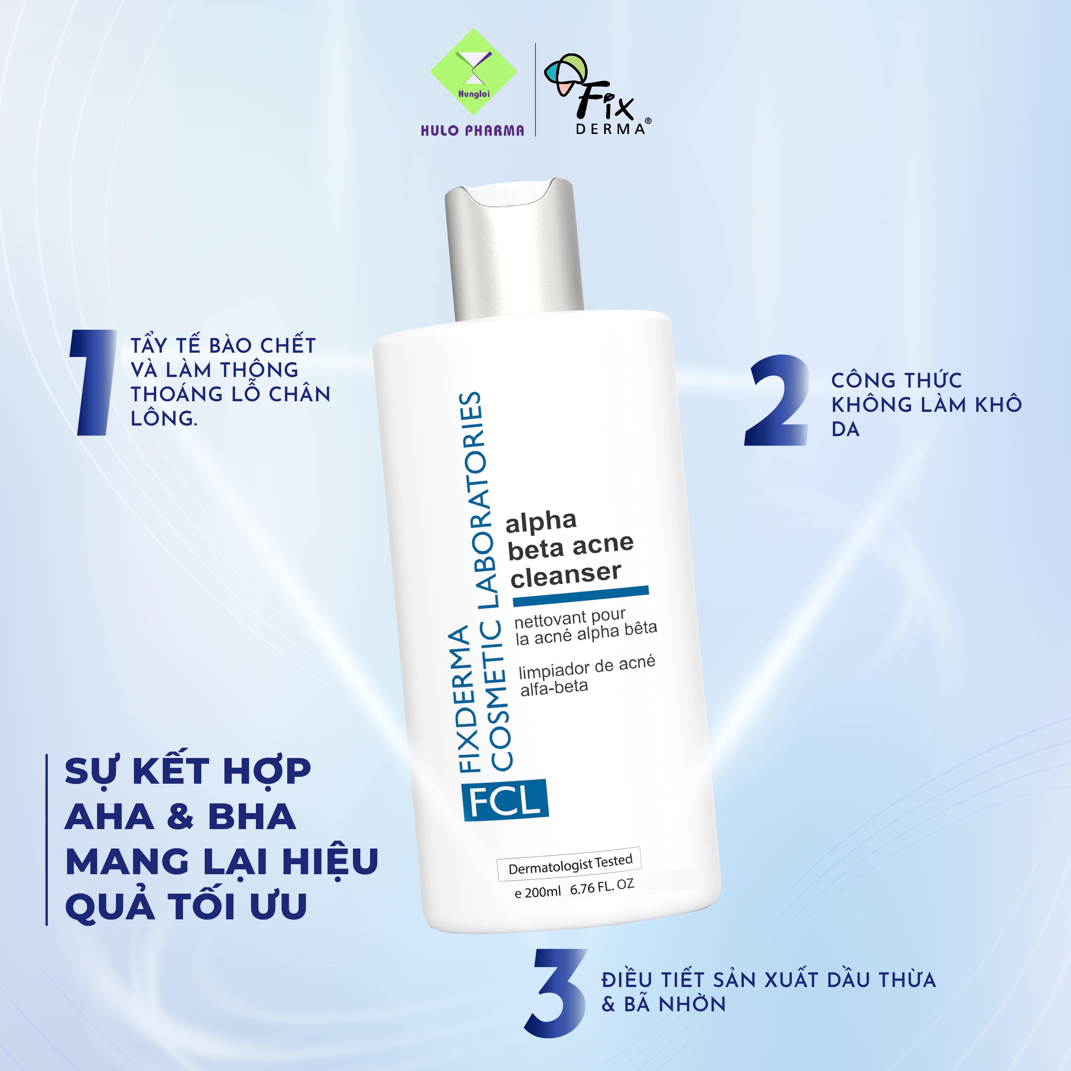 Sữa Rửa Mặt Cho Da Dầu Mụn FCL Alpha Beta Acne Cleanser Ngừa Viêm, Sạch Bụi Bẩn, Giảm Mụn Phục Hồi Da 200ml - Hùng Lợi