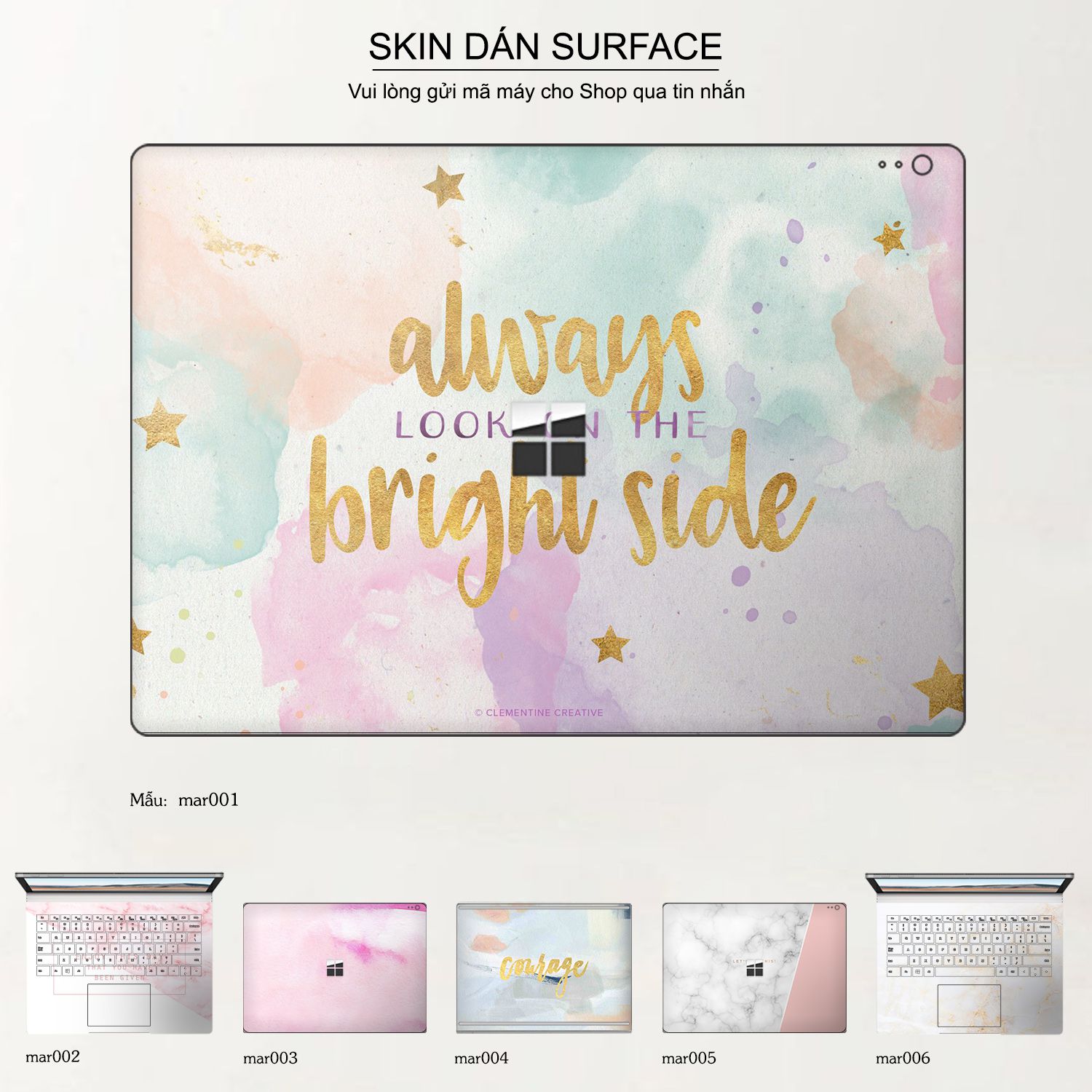 Decal Skin dán Surface Pro / Laptop / Go / Book mẫu vân Marble (inbox mã máy cho shop)