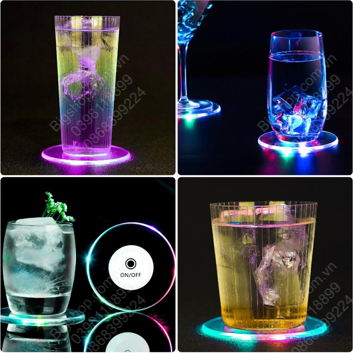 Đế lót ly có đèn led rất đẹp, nhiều chế độ sáng