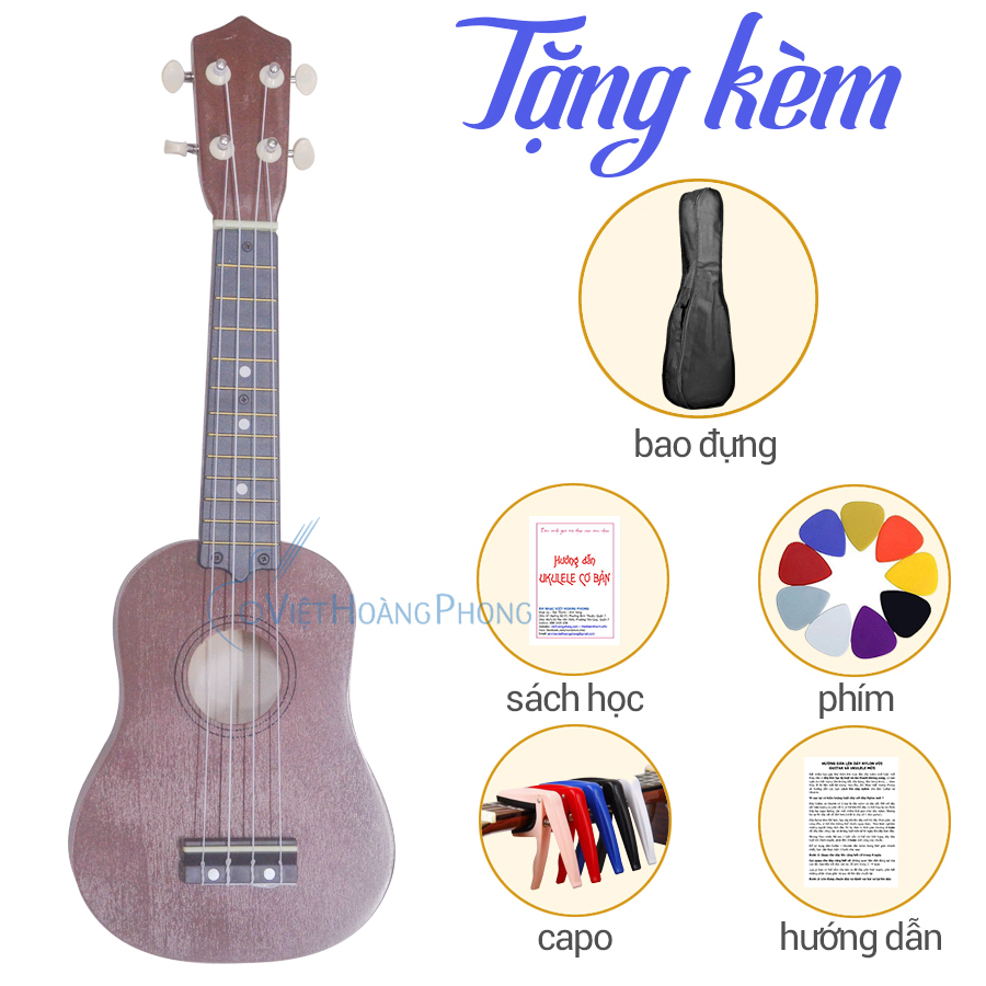 [HCM][NEW] Đàn Ukulele Soprano Gỗ (CẦN NHỰA) + Tặng 4 phụ kiện (Bao Sách Phím gảy Capo ) - HappyLive Shop (Nhiều màu)