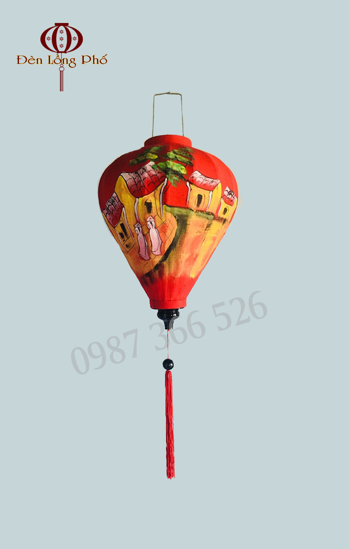 Đèn lồng Hội An vẽ phố cổ size 30 cm
