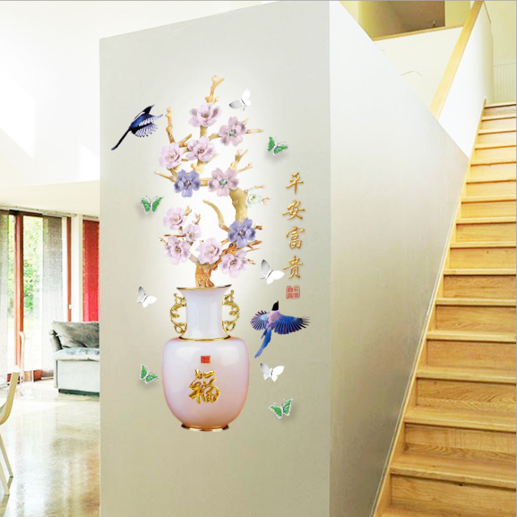 [HCM]Decal trang trí tường - Chậu Hoa mẫu đơn  đẳng cấp