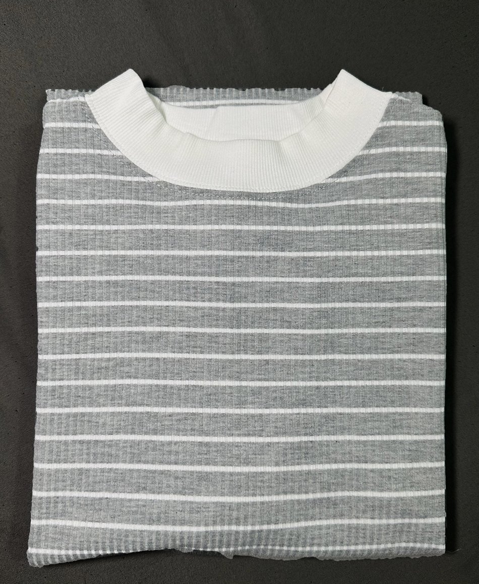 Áo thun Stee Cổ cao Sọc ngang B&W CVC Unisex