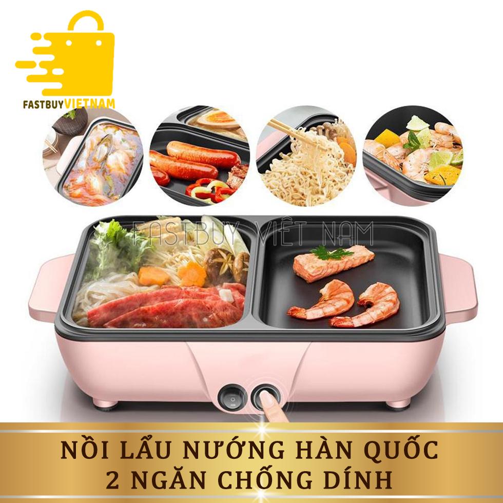 Bếp nướng lẩu 2in1 hàn quốc, nồi lẩu nướng mini ,bếp điện đa năng ,nồi đôi nướng và lẩu thông minh tiện dụng