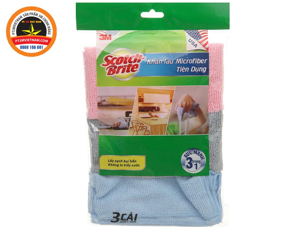Khăn lau 3M microfiber lau bếp tiện dụng ( 3 Cái )