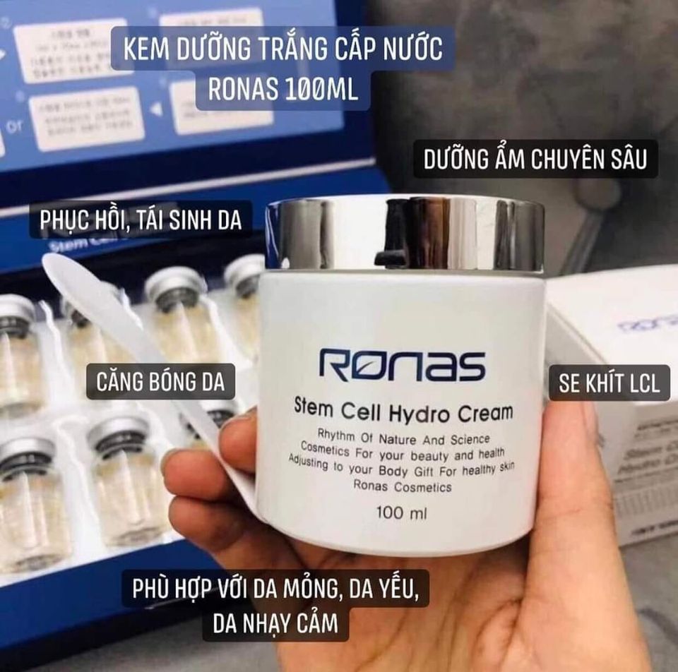 Kem Ronas-Dưỡng trắng da, cấp ẩm Ronas Stem Cell Hydro Cream (Chính hãng Hàn Quốc)