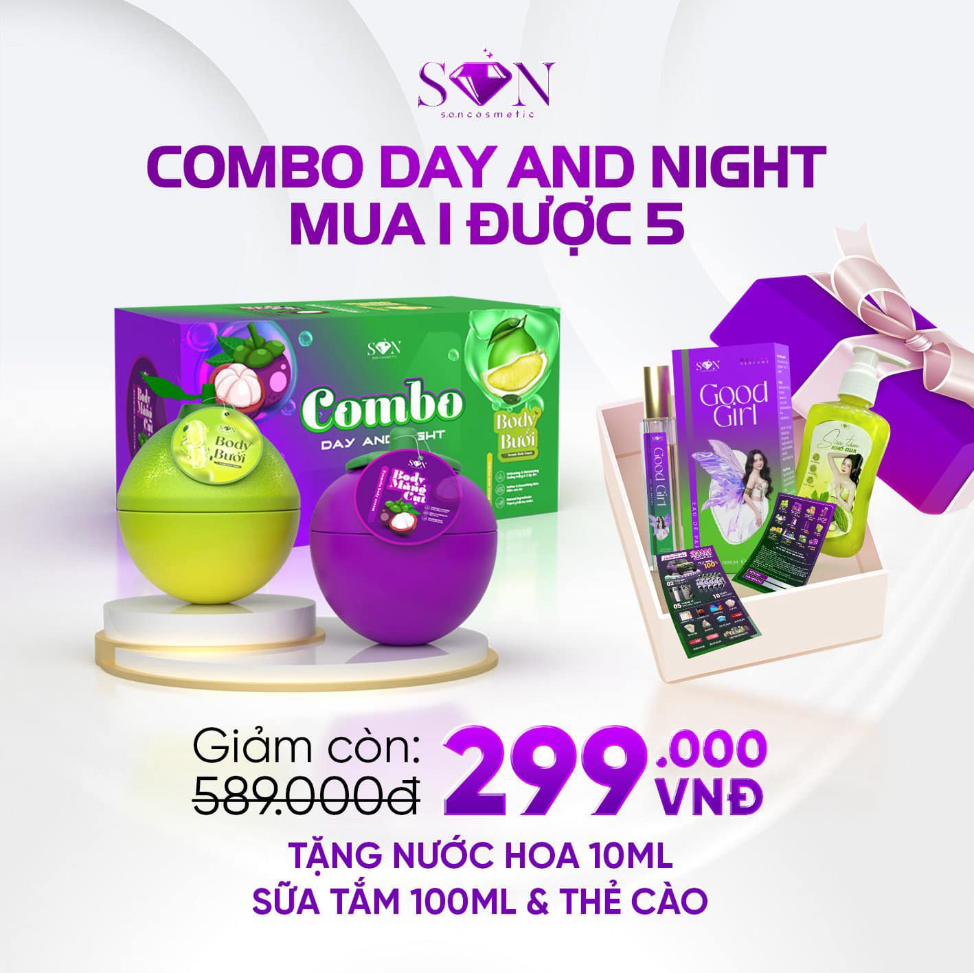 [TẶNG SỮA TẮM+NƯỚC HOA] COMBO KEM BODY BƯỞI VÀ MĂNG CỤT CHÍNH HÃNG NGUYỄN TIÊN