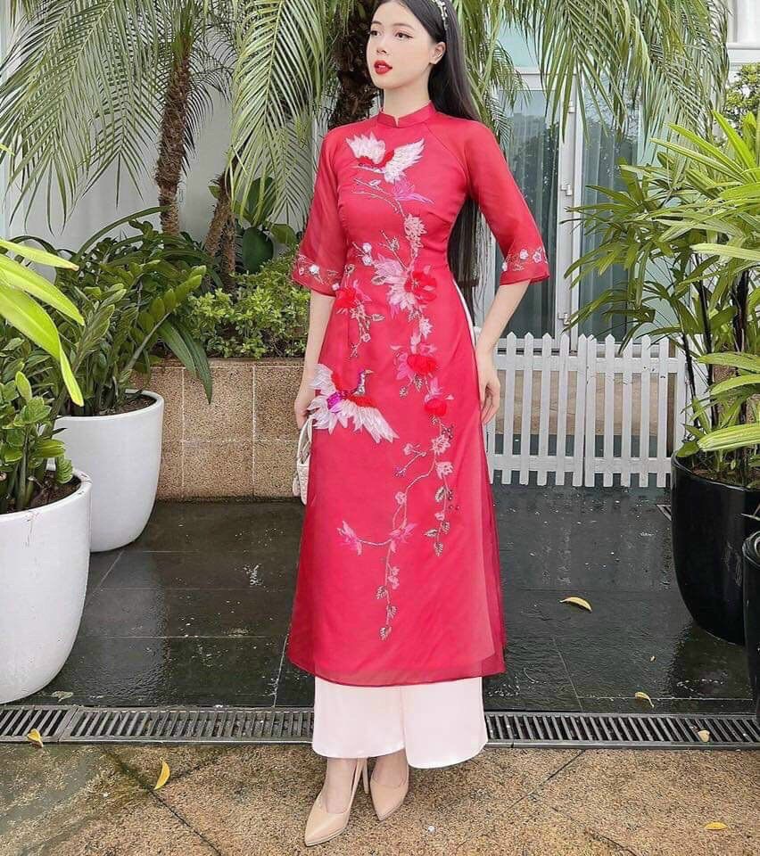 Sét áo dài hoạ tiết xinh xắn dễ thương