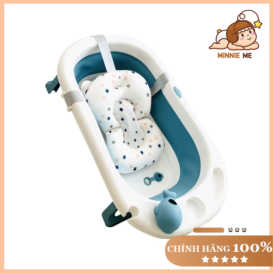 [Tặng kèm sữa tắm Wesser 100ml] Chậu tắm cho bé gấp gọn kèm phao Hanbei