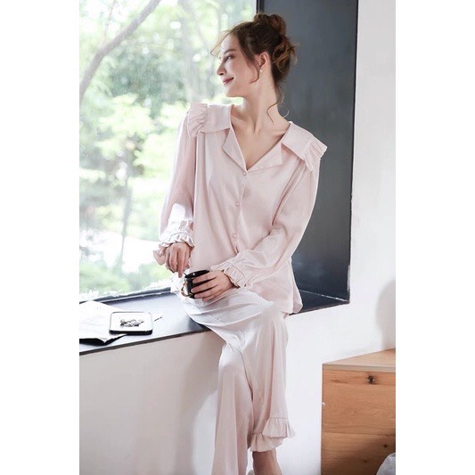 Bộ ngủ lụa dài tay cao cấp Eleni ( DT03) ⚡️FREE SHIP⚡️