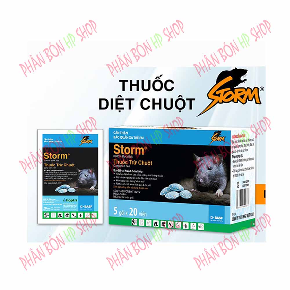 1 Hộp Storm (100 viên) Diệt Chuột Thông Minh Từ Đức - Viên Tiện Dùng Không Cần Pha Khui Ra Bỏ Bã Là Xong.