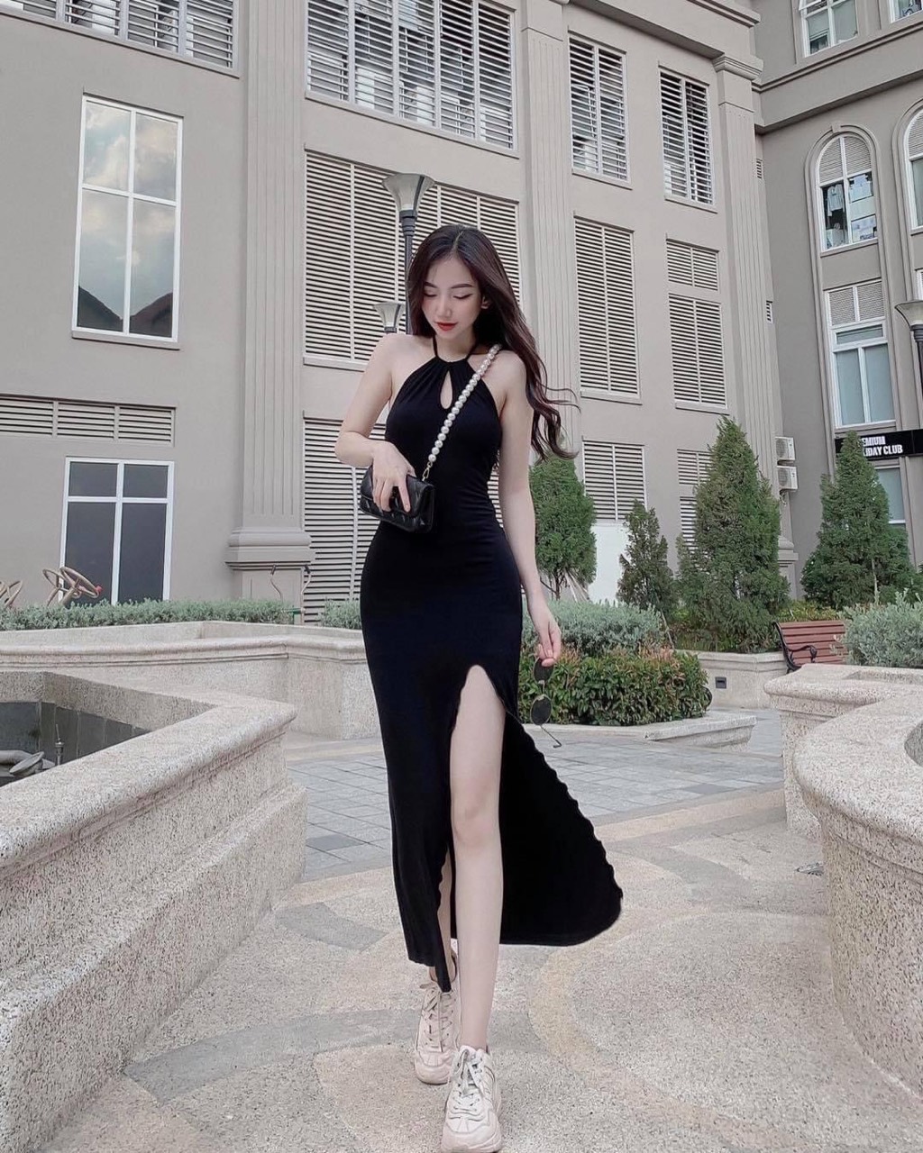 [MẪU MỚI] Đầm Body Cổ Yếm Hở Lưng Xẻ Trước Thun Borip Thích Hợp Mặc Đi Tiệc Đi Làm Đi Chơi Phù Hợp Với Mọi Phong Cách
