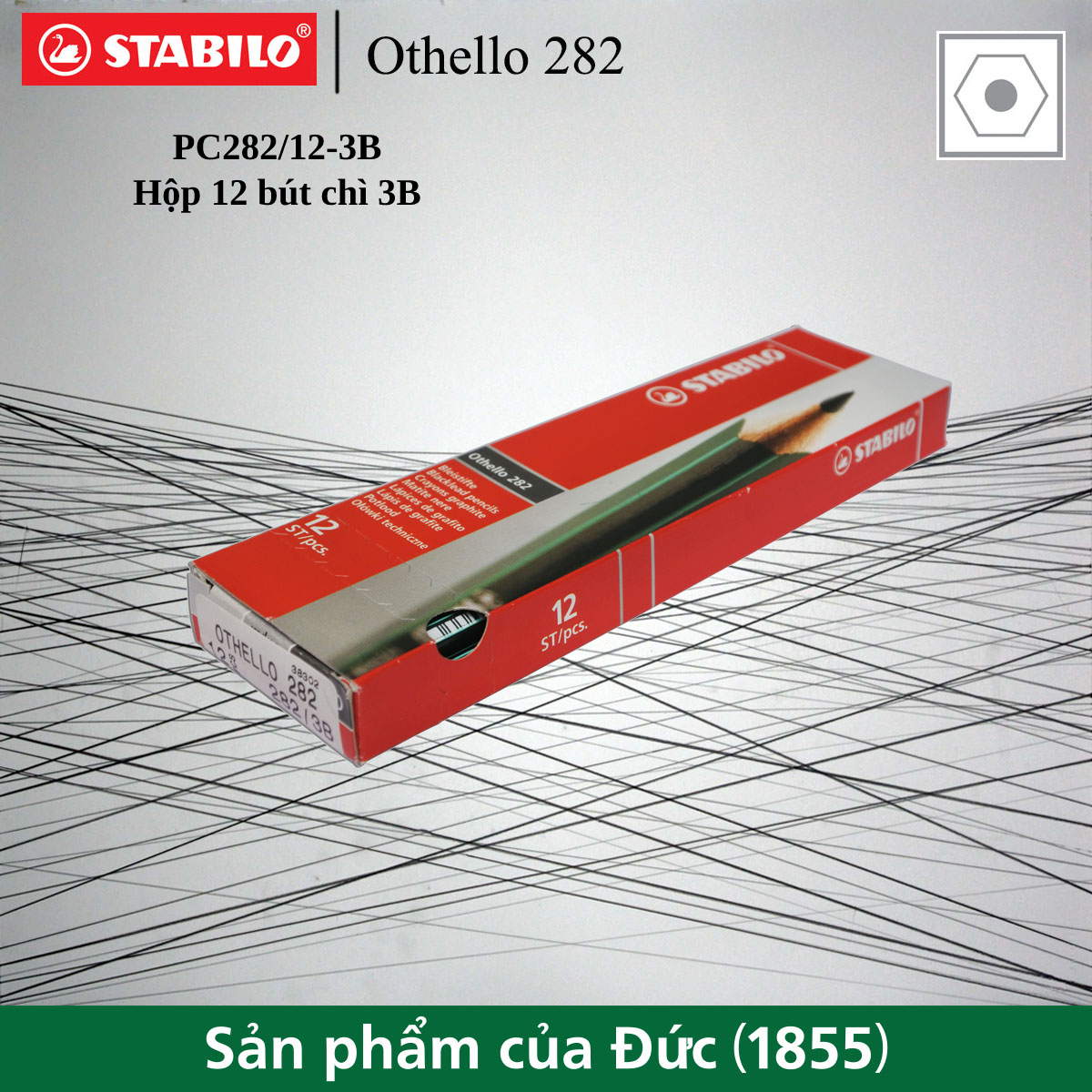 Hộp 12 cây bút chì gỗ stabilo othello 282-8b
