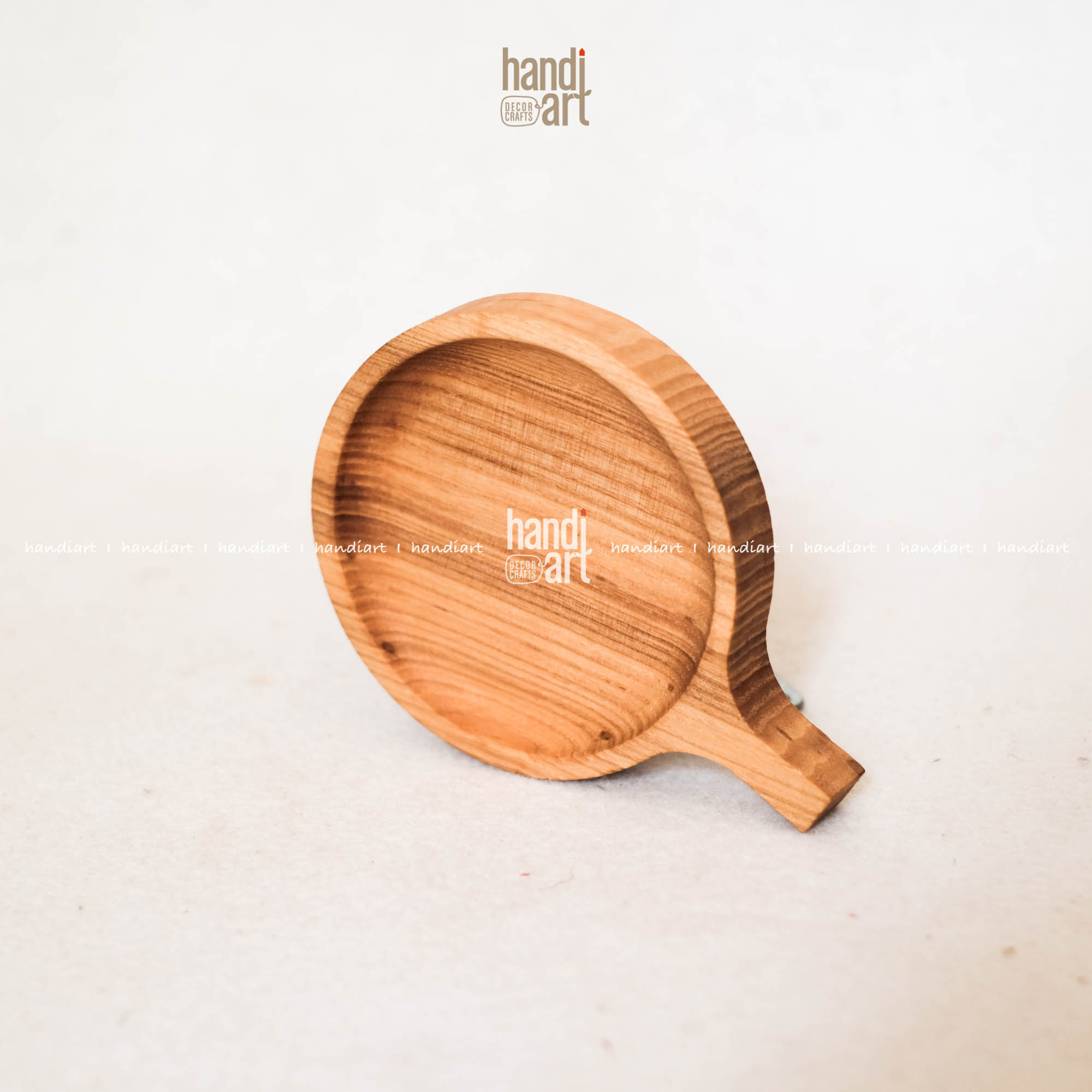 Set of 3 tray round wood handle-tray Wood frequency