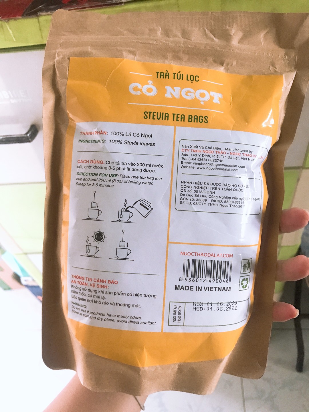 [HCM]TRÀ CỎ NGỌT TÚI LỌC NGỌC THẢO(100 túi lọc *20gr)