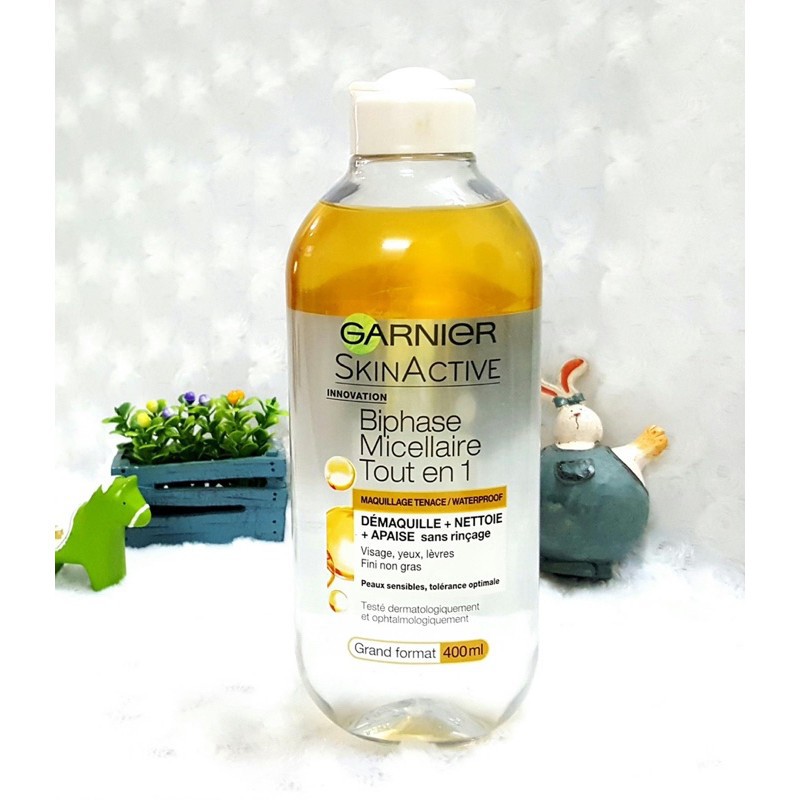 Nước tẩy trang Garnier Pháp 400ml ( Xanh dương, có dầu - da nhạy cảm )