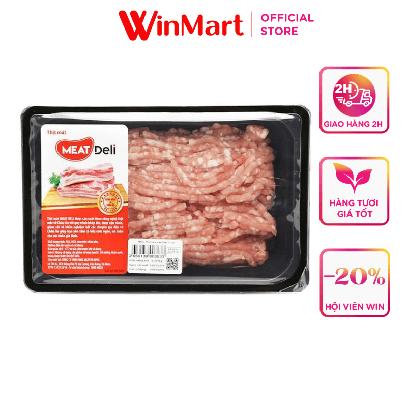 [Siêu thị WinMart] - Thịt heo xay Meat deli loại 1(S) khay (350-385g)
