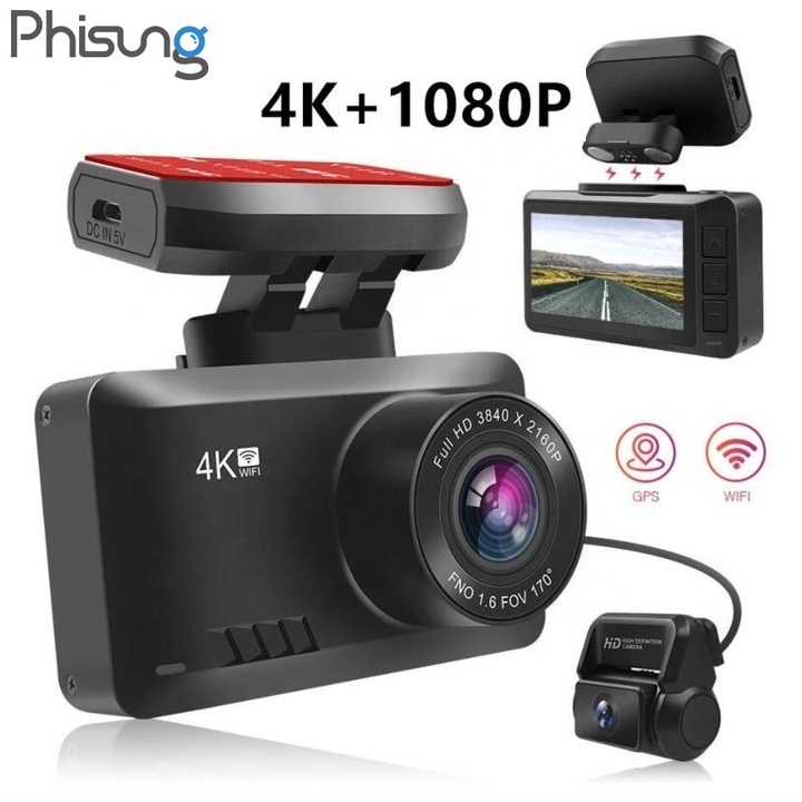 Camera hành trình ô tô cao cấp thương hiệu Phisung độ phân giải 4K, Wifi