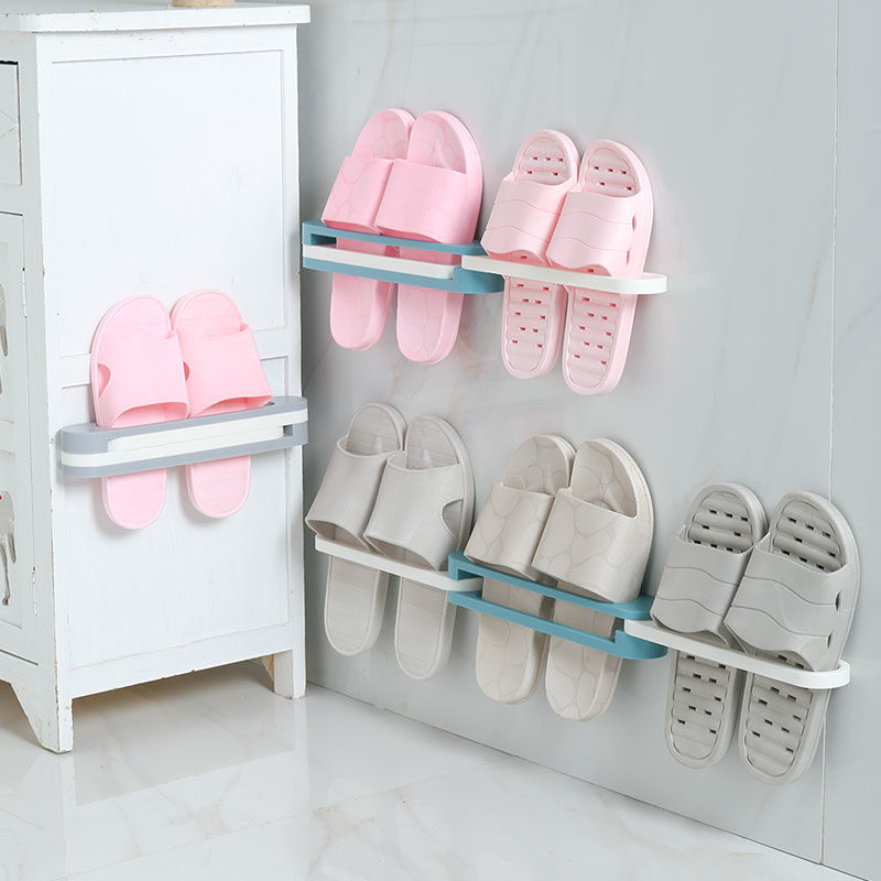 Multifunctional non-perforated wall-mounted shoe rack storage smart bathroom towel organizer
