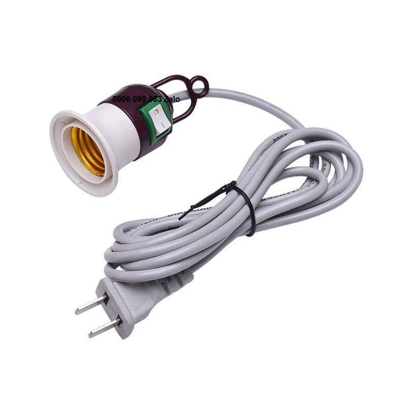 Đuôi đèn liền dây có công tắc trên đui, dây dài 2 mét, 7 mét
