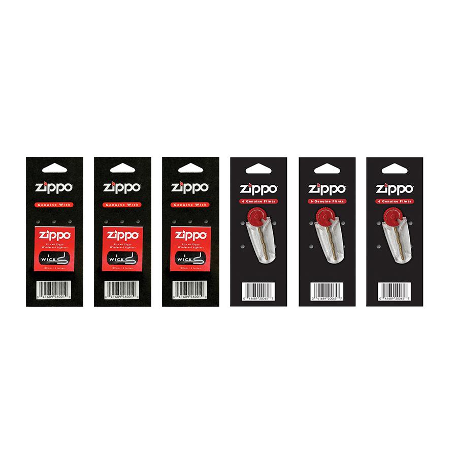{HOT} Bộ Sản Phẩm 3 Bấc và 3 Đá Bật lửa Zippo Dành Cho Bật Lửa Xăng Đá