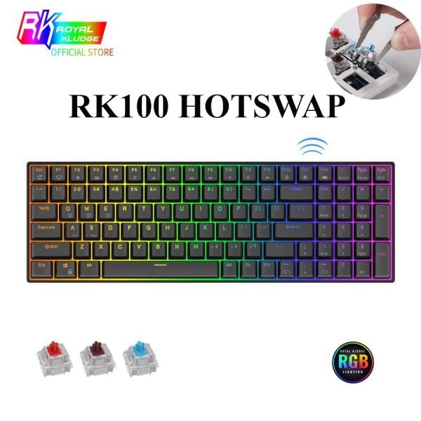 Bảng giá HOTSWAP RK100 RGB - Bàn phím cơ không dây Royal Kludge RK100 RGB 100 phím Có 3 chế độ kết nối Bluetooth 5.0/ Wireless / Type C - Chính Hãng Phong Vũ