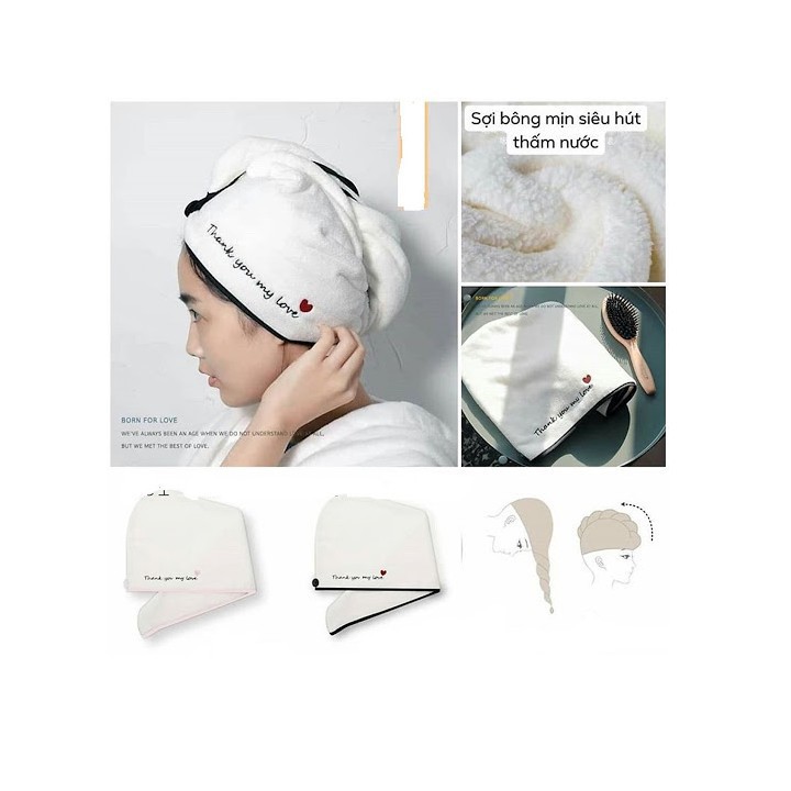 Khăn ủ tóc siêu thấm nước - giúp tóc khô nhanh trong vài phút
