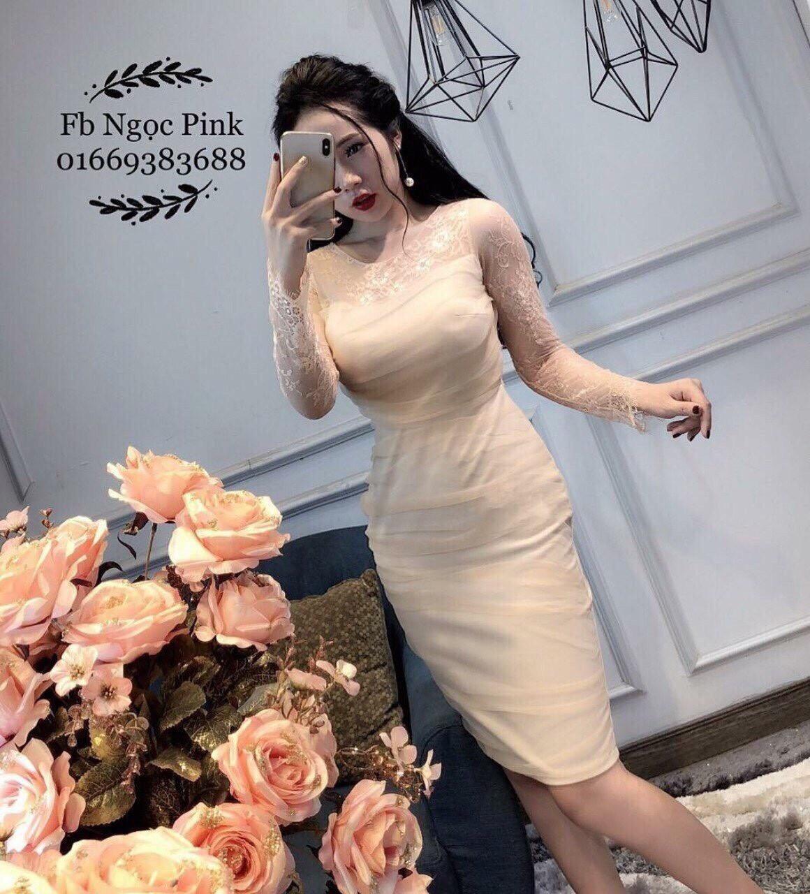 [HCM]Đầm Cát Hàn Tay Ren