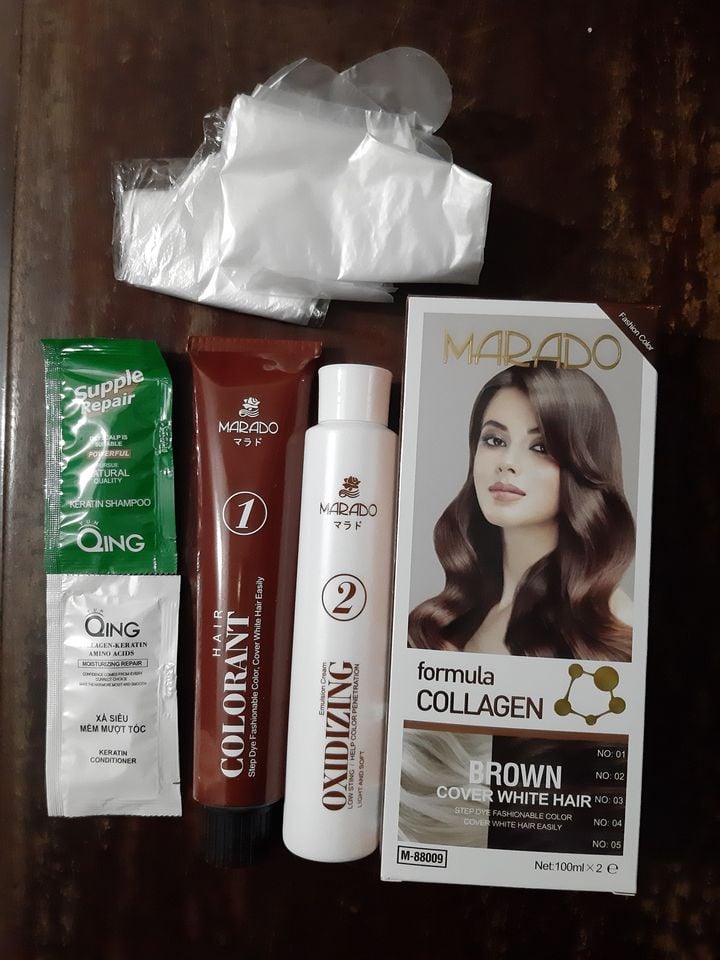 Kem nhuộm tóc phủ bạc Collagen Marado 100ml x2
