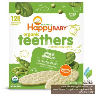 Bánh Ăn Dặm Hữu Cơ Happy Baby Teethers, vị Đậu và Bó Xôi thumbnail