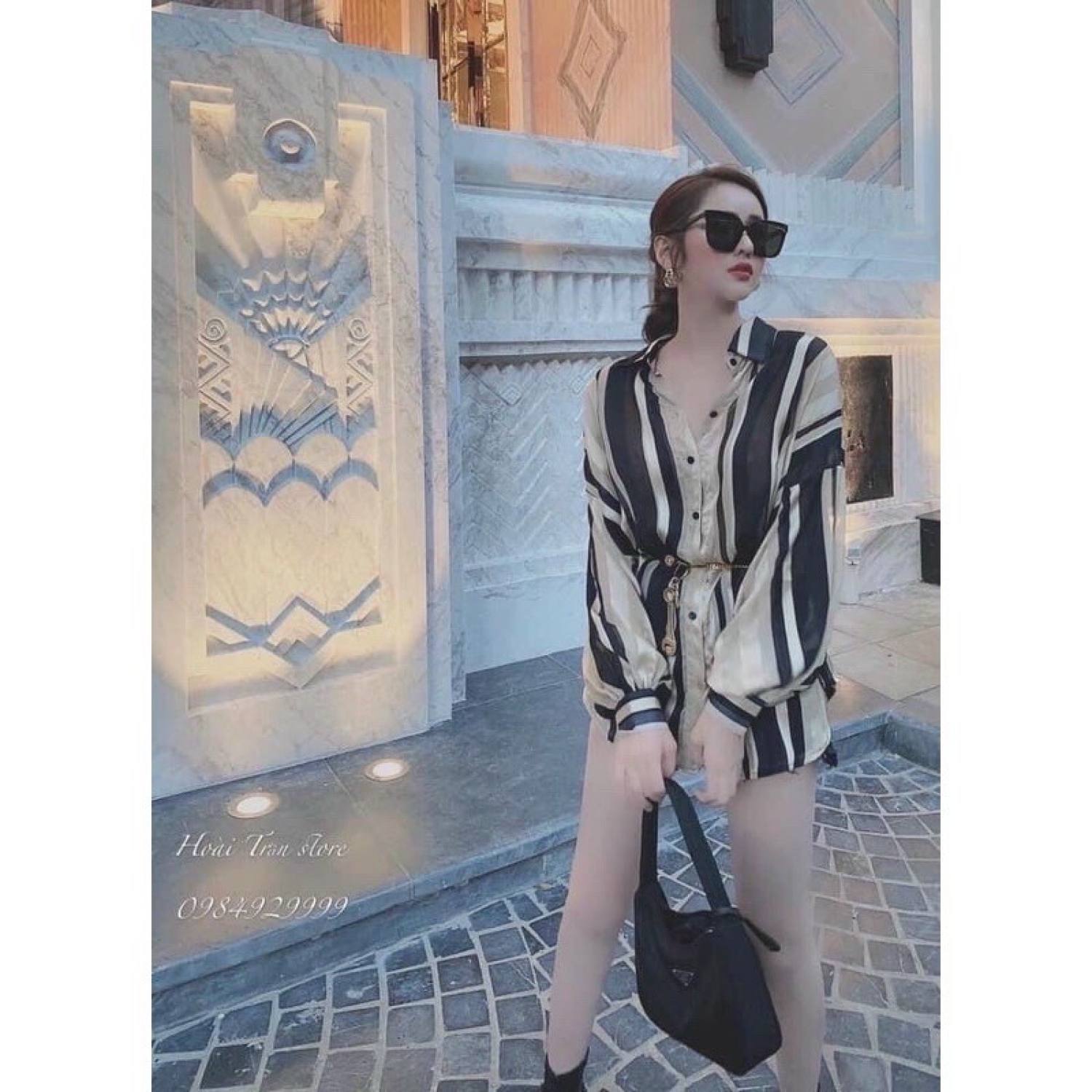 Áo sơ mi kẻ sọc lụa satin cao cấp