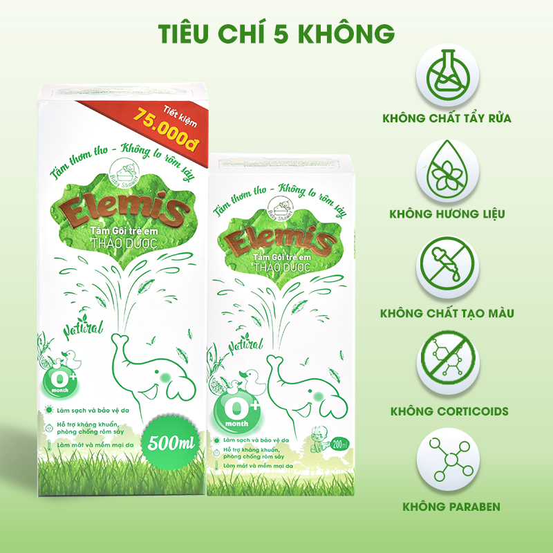 Nước tắm thảo dược cho bé elemis chai 200ml / 500ml