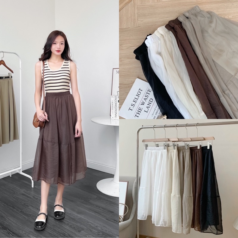 Chân váy nữ dáng dài cạp chun 76v12, v238421